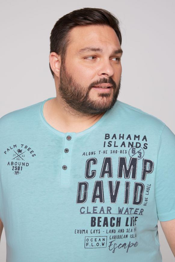 CAMP DAVID &amp; SOCCX | Leichtes Henley-Shirt mit Label Prints cool mint