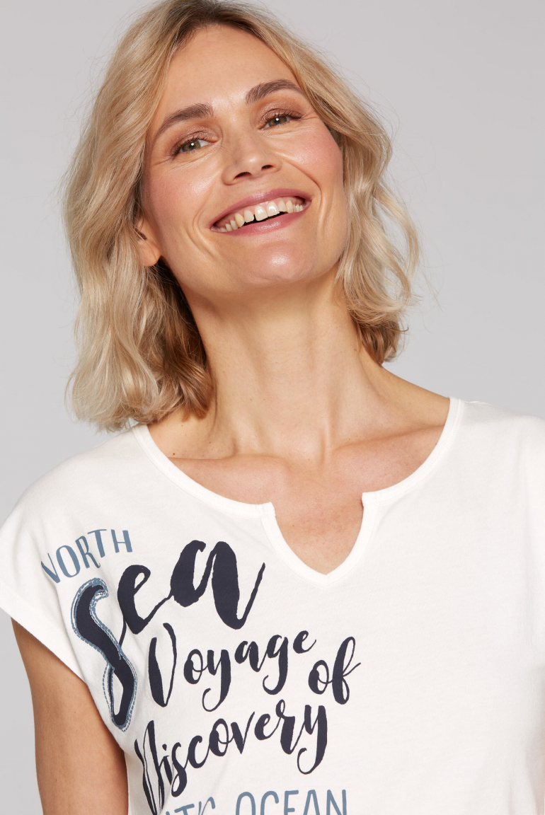 Ärmelloses Shirt mit Print und Elastiksaum
