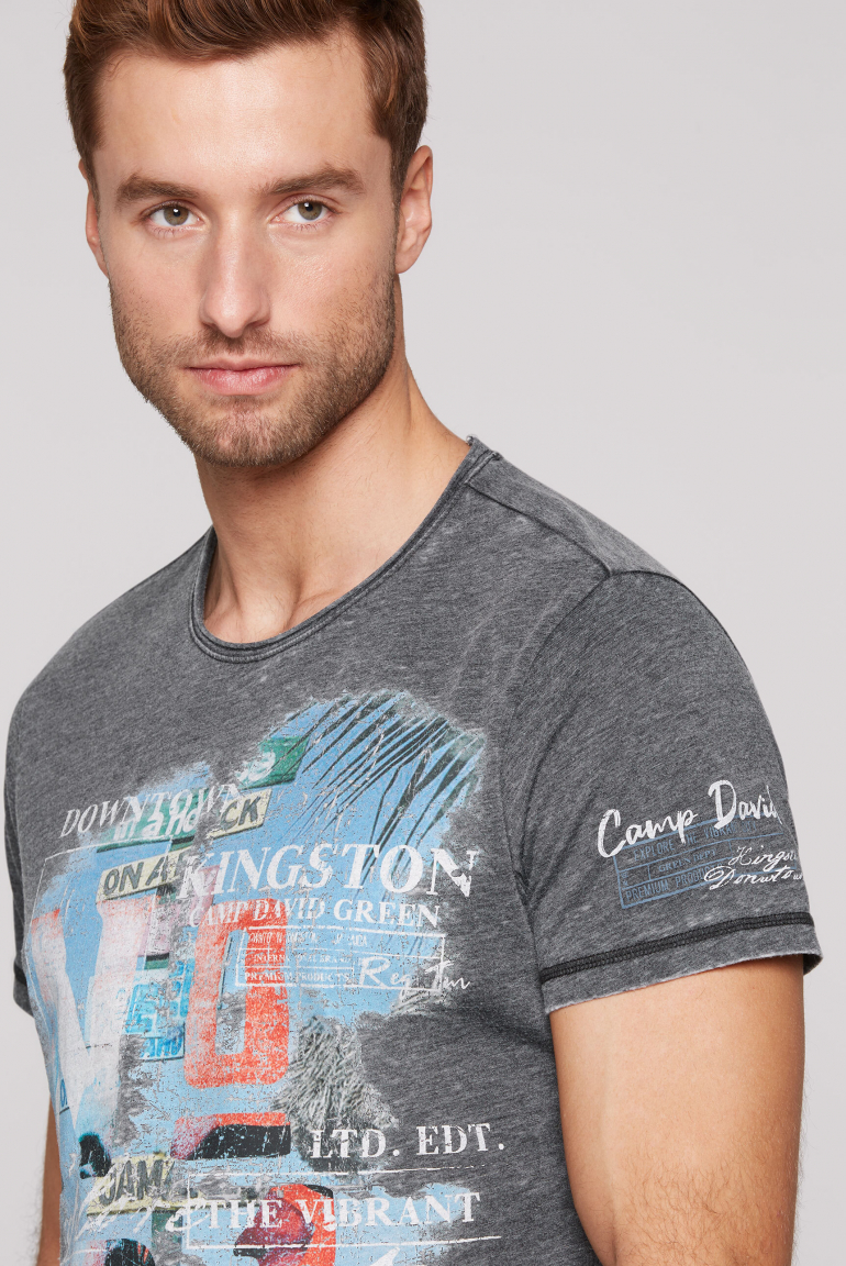 Ausbrenner-Shirt mit Photoprint im Vintage Look