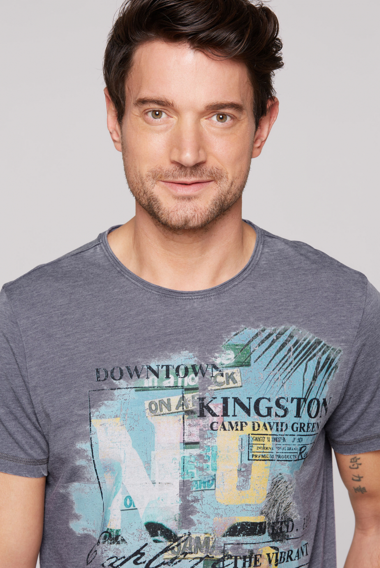 Ausbrenner-Shirt mit Photoprint im Vintage Look
