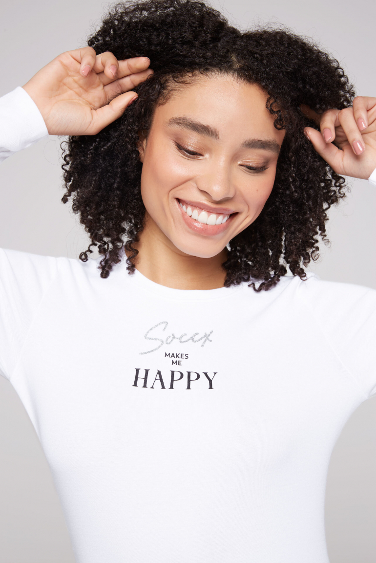 Basic Rippshirt mit Glitter Wording