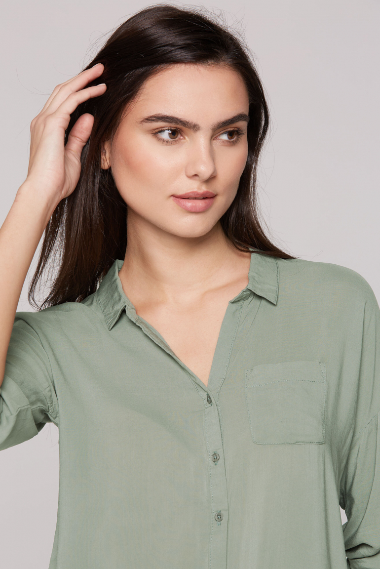 Bluse mit 3/4-Ärmeln und Logo-Tape