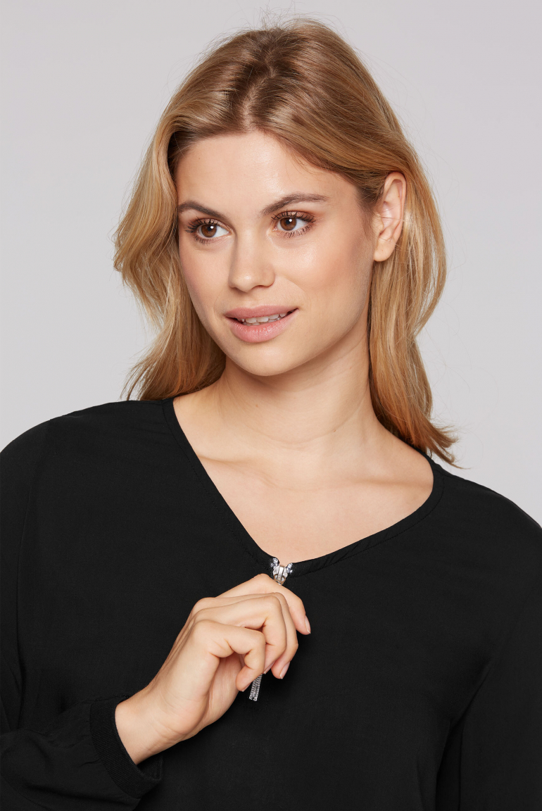 Blusen-Shirt mit elastischen Bündchen