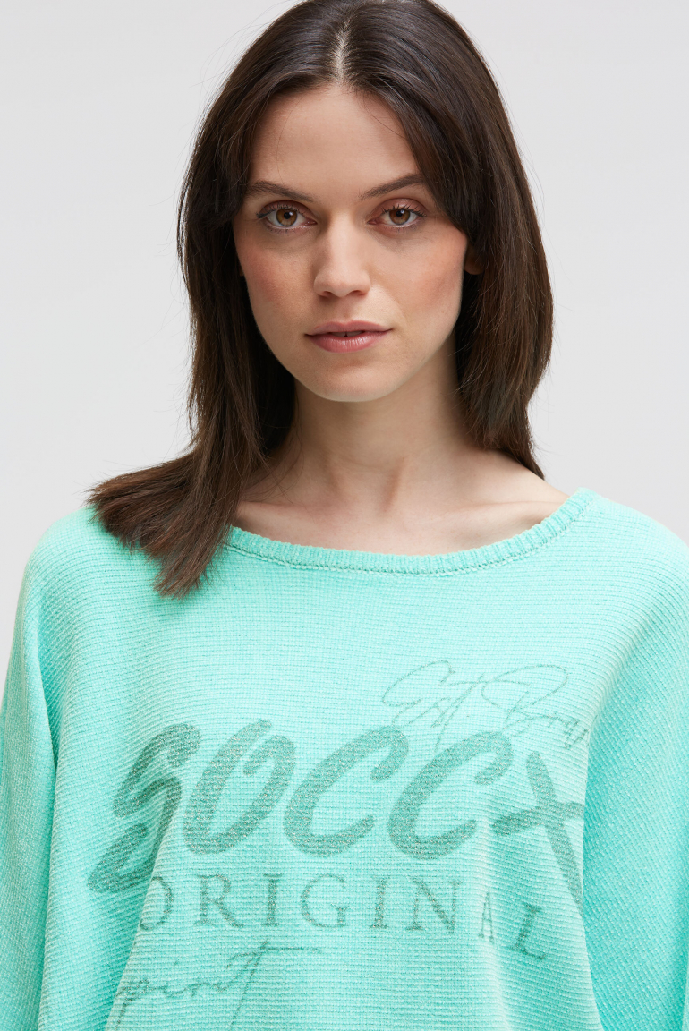 Chenille-Pullover mit Glitter Print