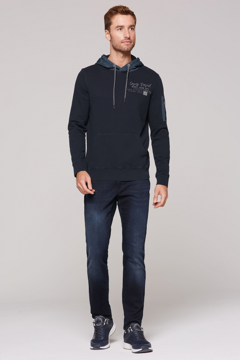 Hoodie im Materialmix mit Rücken-Print