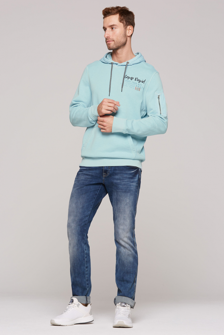 Hoodie im Materialmix mit Rücken-Print
