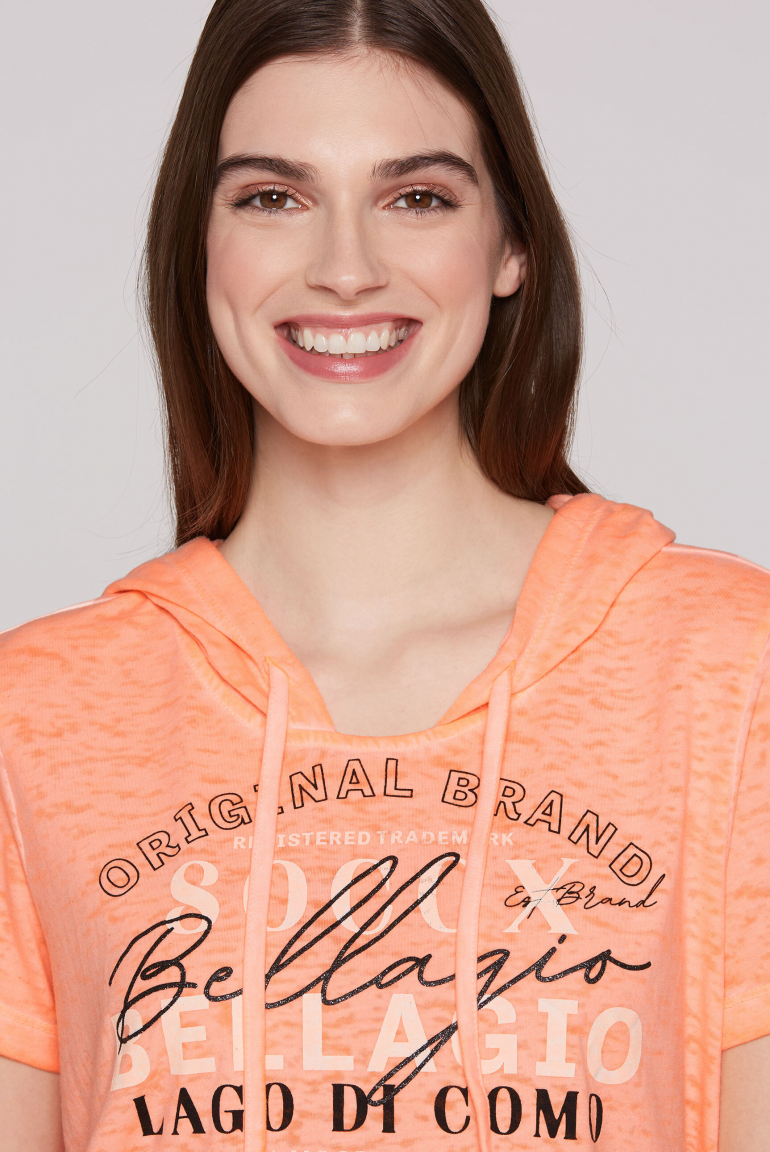 Hoodie-Shirt mit Ausbrenner-Effekten und Print
