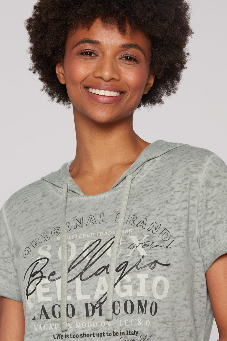 Hoodie-Shirt mit Ausbrenner-Effekten und Print
