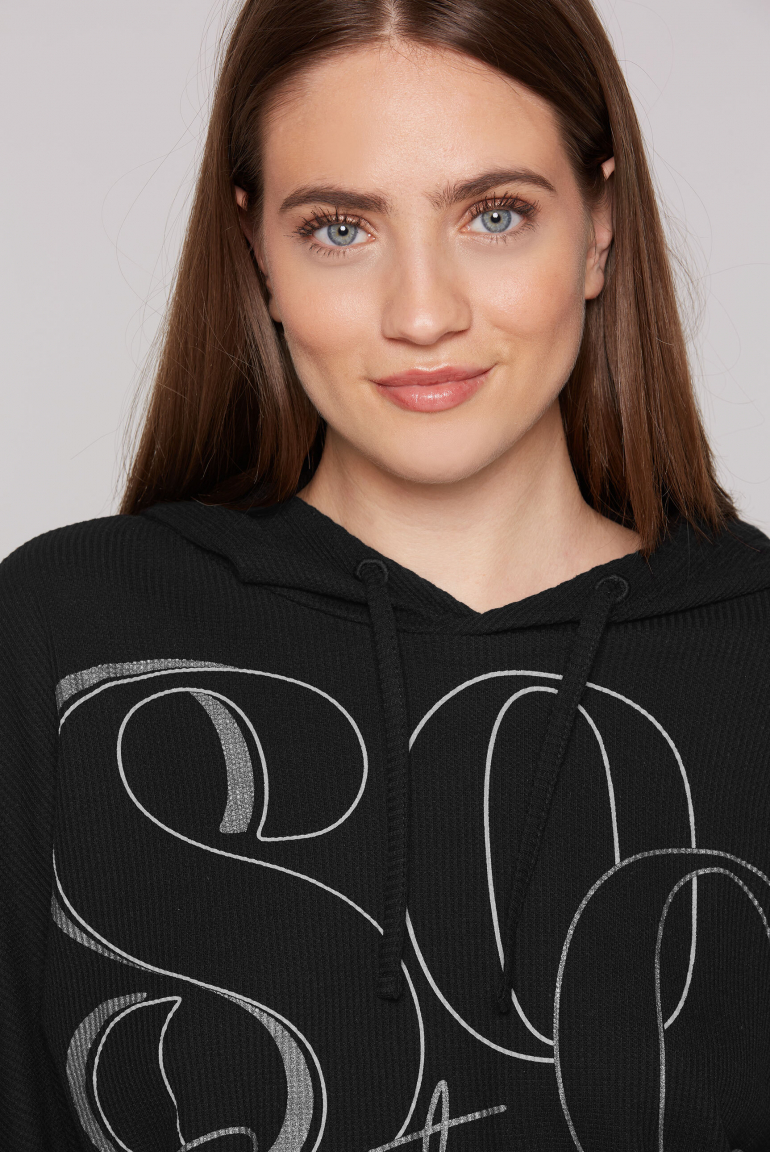 Kapuzensweatshirt mit kurzen Ärmeln und Rubber Logo
