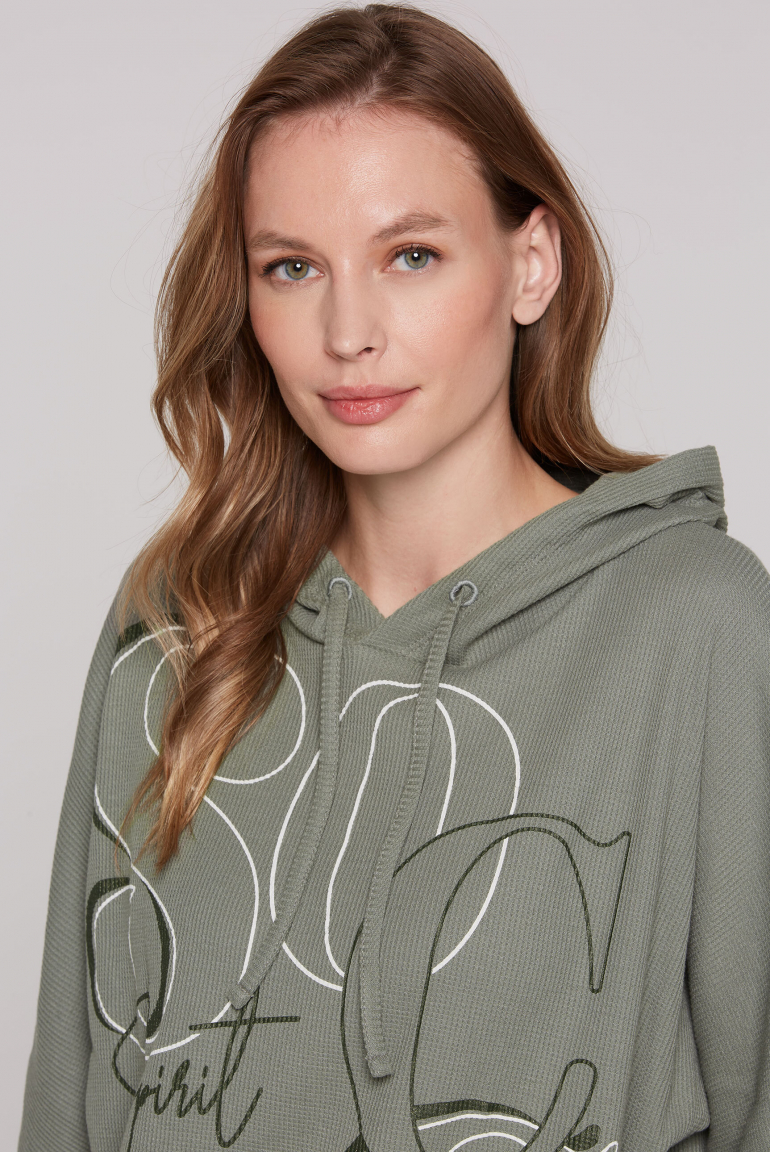 Kapuzensweatshirt mit kurzen Ärmeln und Rubber Logo