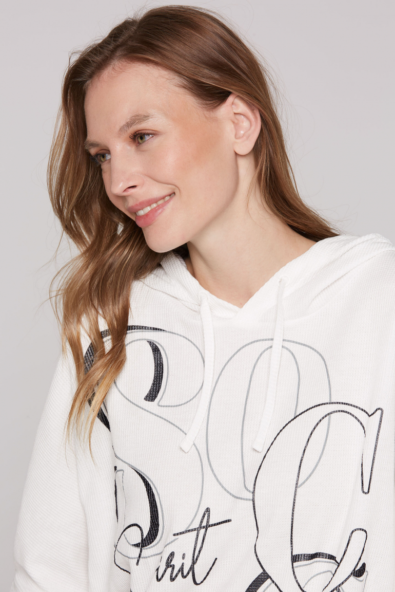 Kapuzensweatshirt mit kurzen Ärmeln und Rubber Logo