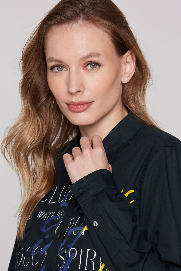 Langarmbluse mit Flockprint