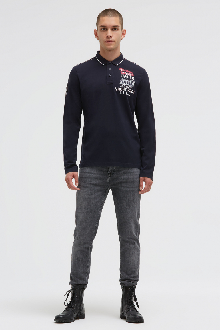 Langarmpolo mit Rücken-Artwork