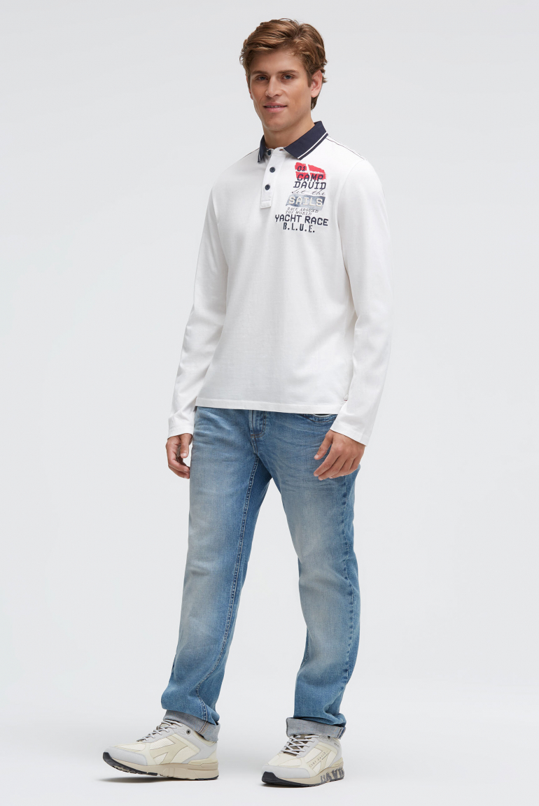 Langarmpolo mit Rücken-Artwork