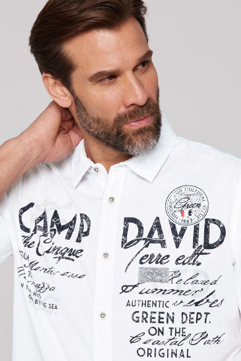 Leichtes Kurzarmhemd mit Logo Prints