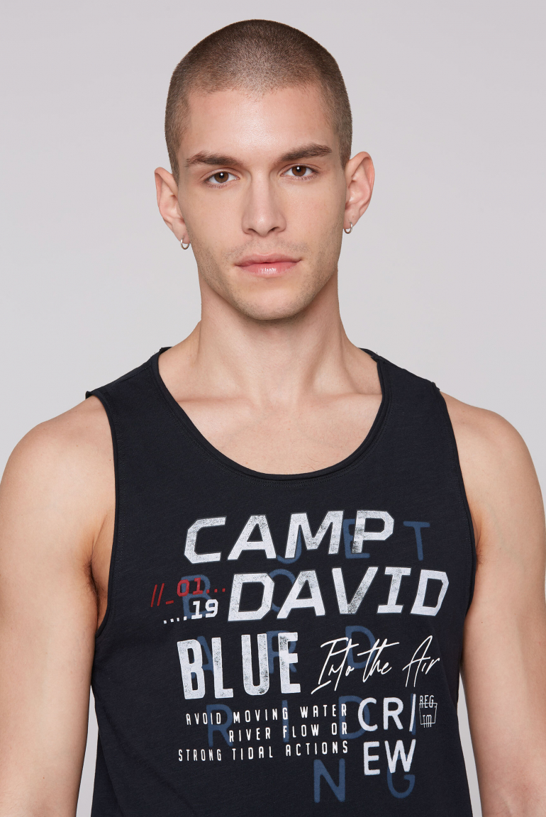 Muskelshirt mit Print und Rubber-Details