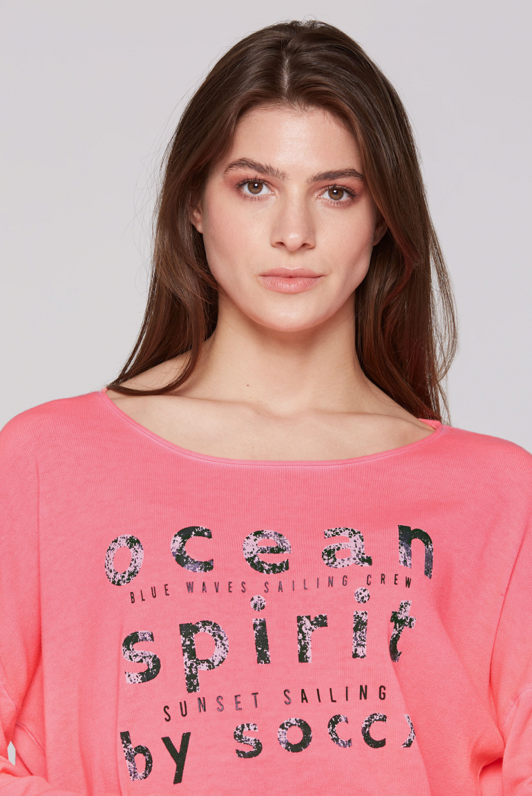 Oversized-Pullover mit Used-Optik und Artwork