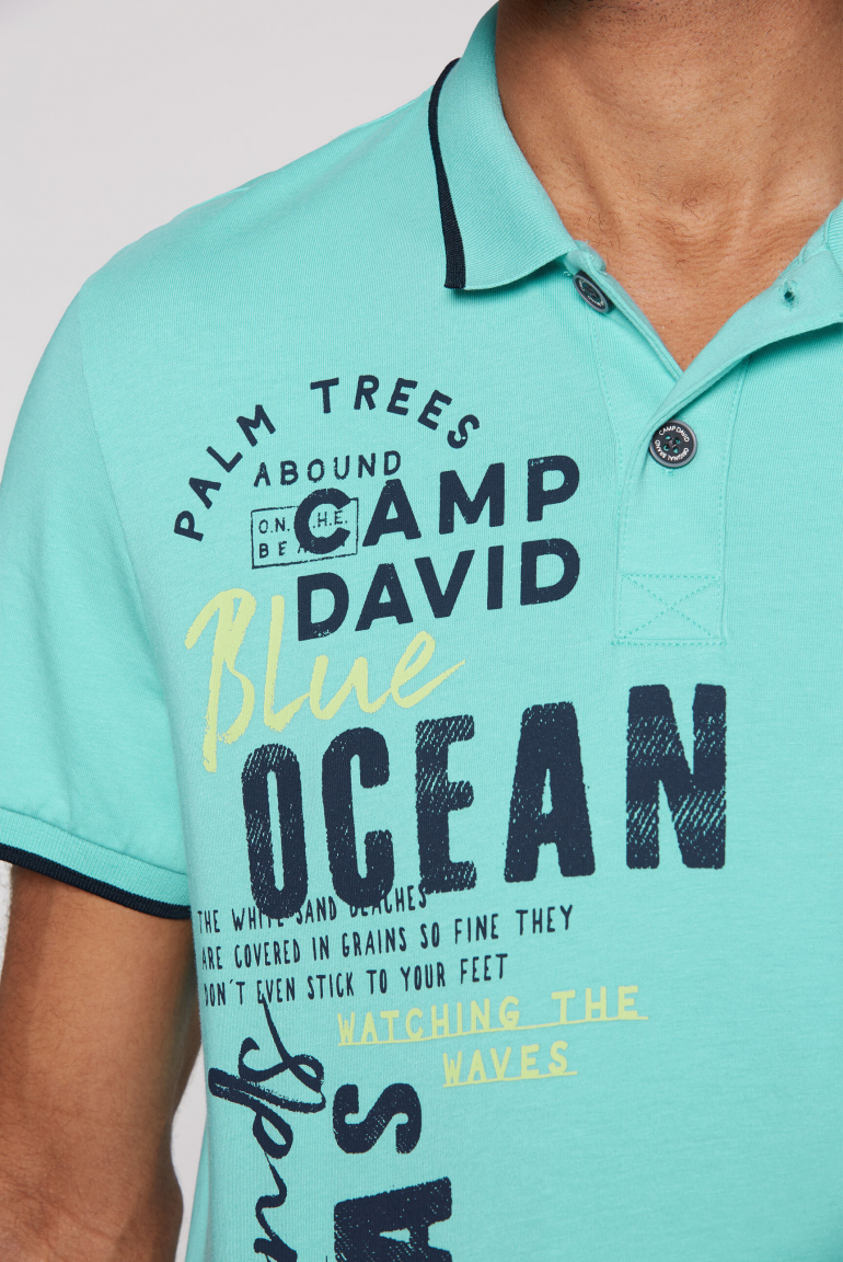 Poloshirt mit Trikotkragen und Label Print