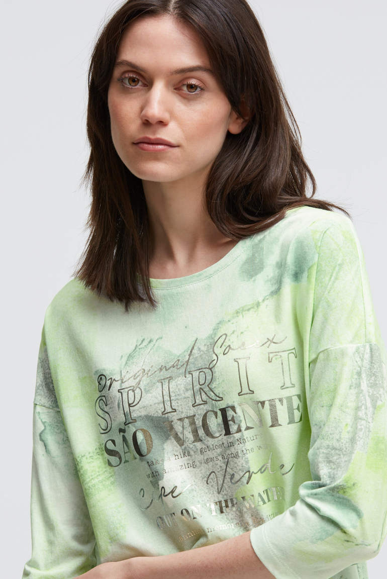 Shirt mit Batik All Over Print und 3/4-Ärmeln