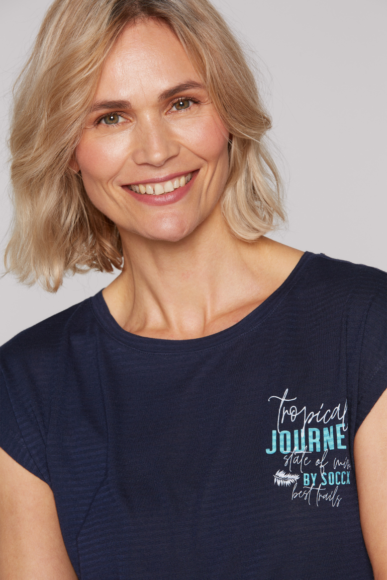 Shirt mit Jaquard-Streifen und Rücken-Print