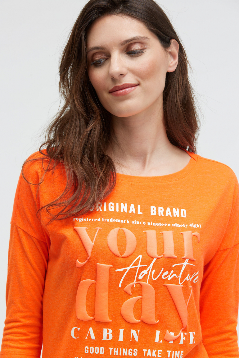 Shirt mit verkürzten Ärmeln und Label Print