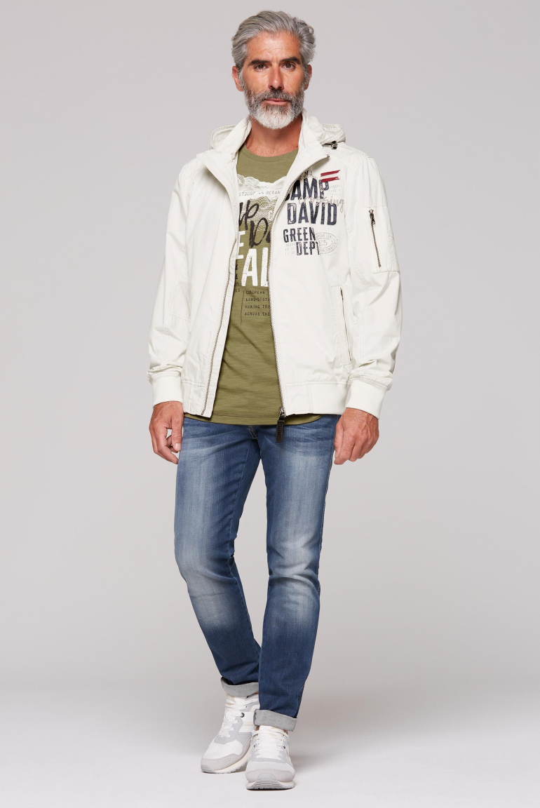 Stone Washed Blouson mit Kapuze und Artworks