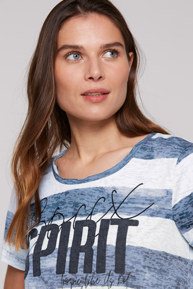 Streifenshirt mit Ausbrenner-Effekten und Artwork