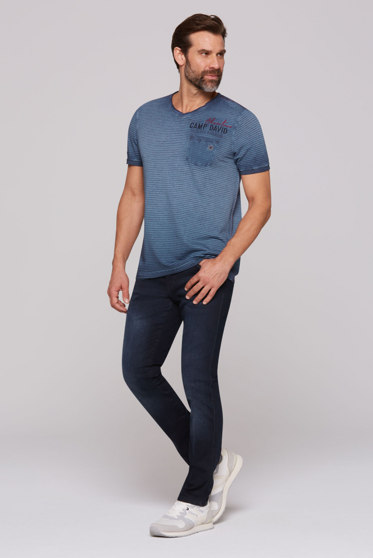 Streifenshirt mit Rücken-Artwork