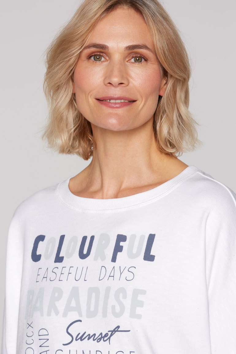 Sweatshirt mit verkürzten Ärmeln und Wording Print