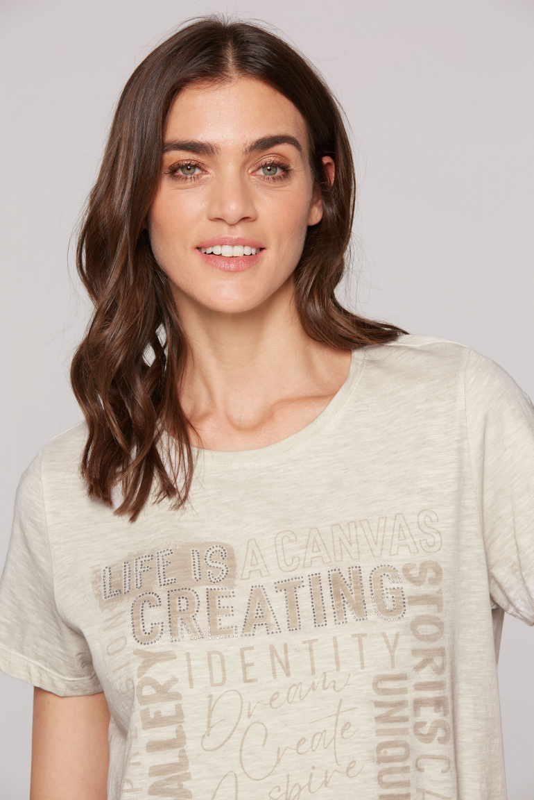 T-Shirt mit Artwork und Elastiksaum