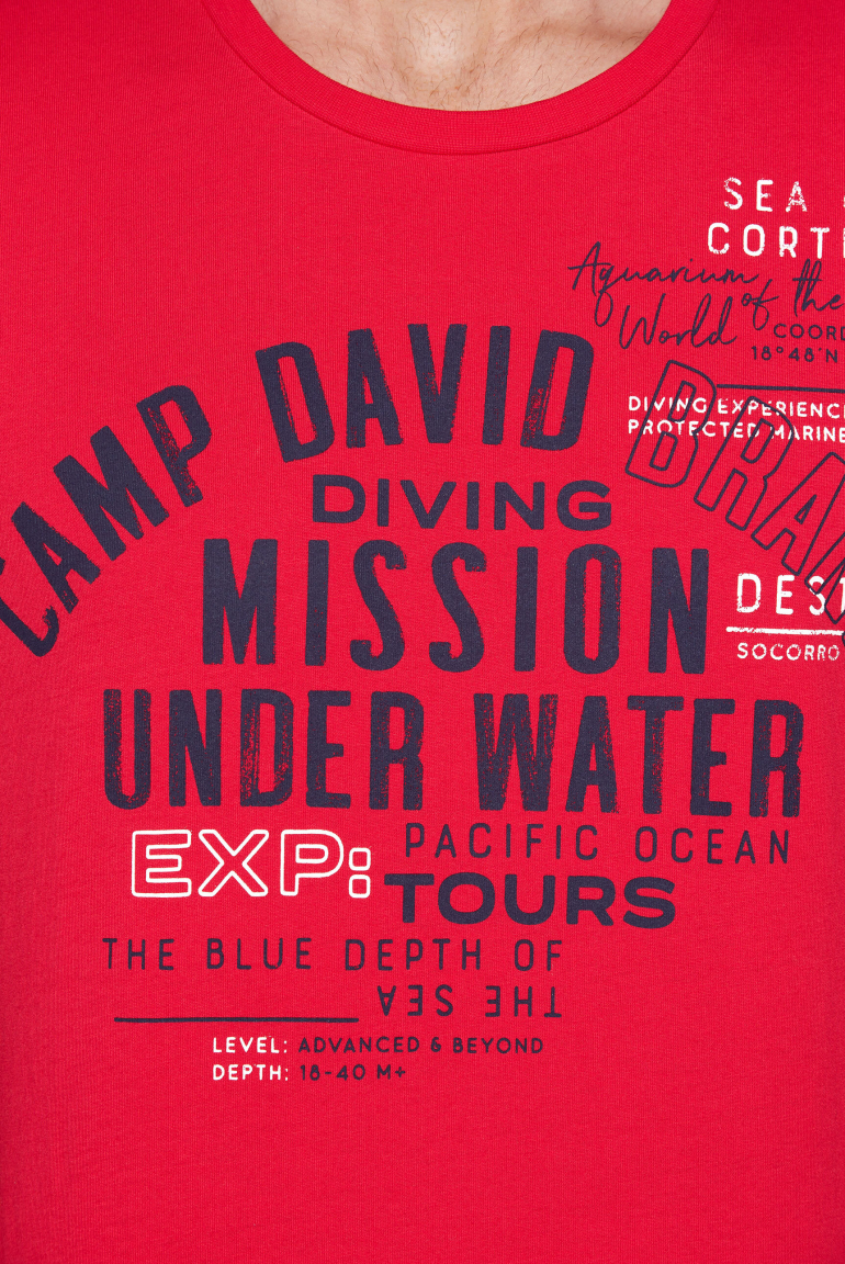 T-Shirt Rundhals mit Label Print