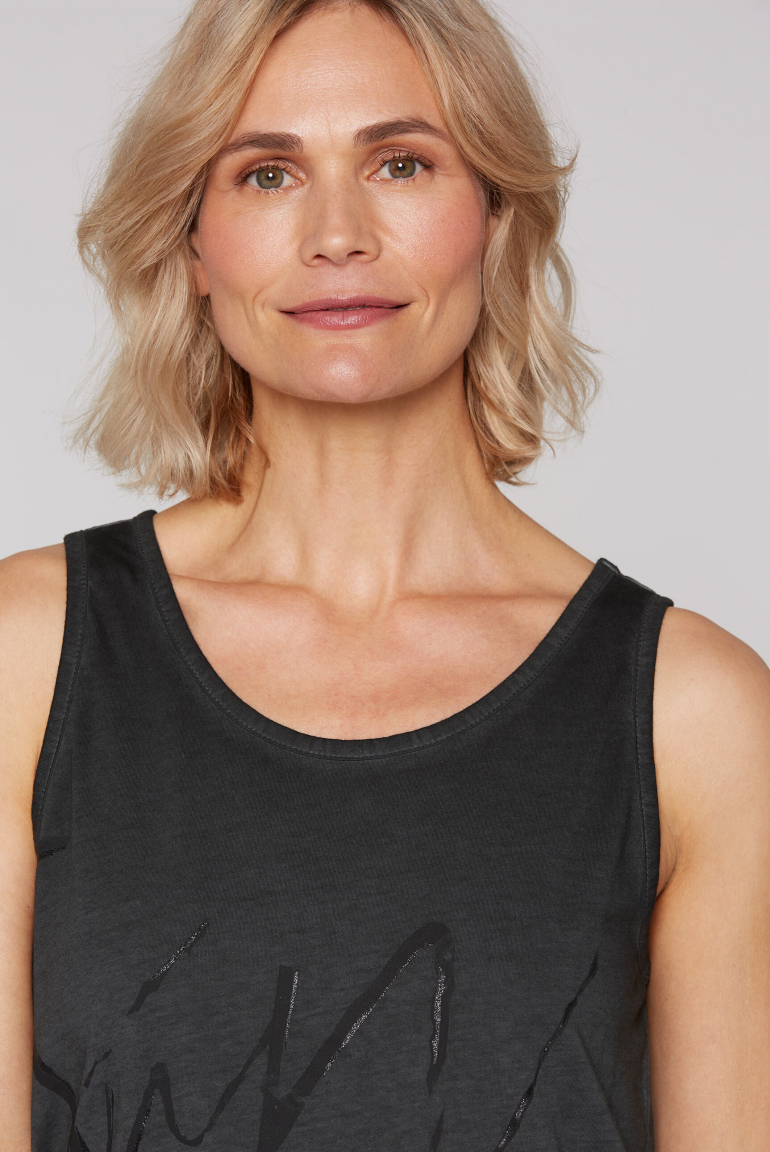 Top Inside Oil Dyed mit Print