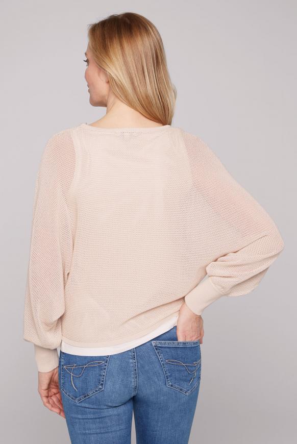 Cropped Mesh-Pullover mit Top, 2-in-1