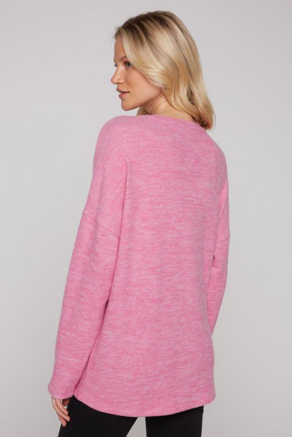 Pullover aus Flauschstrick mit tonigem Glitter Print