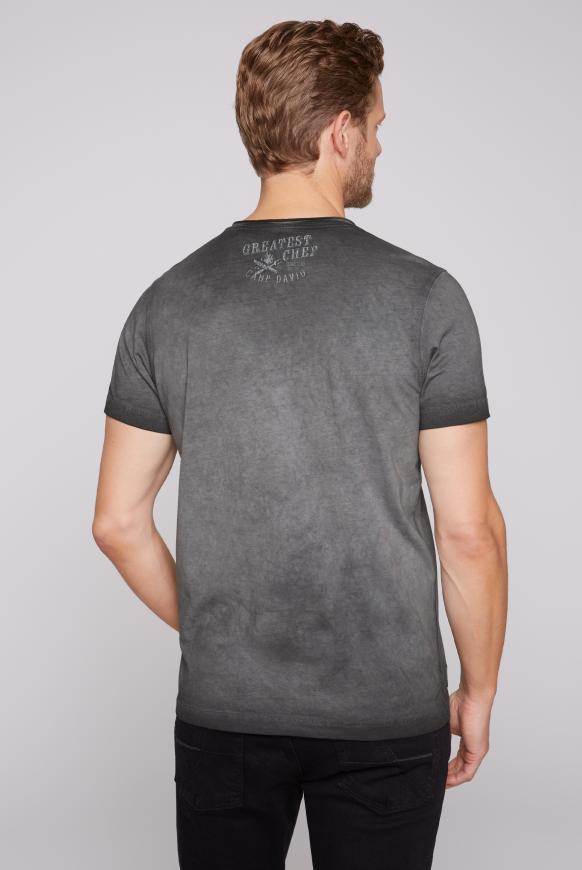 T-Shirt V-Neck mit Label Print