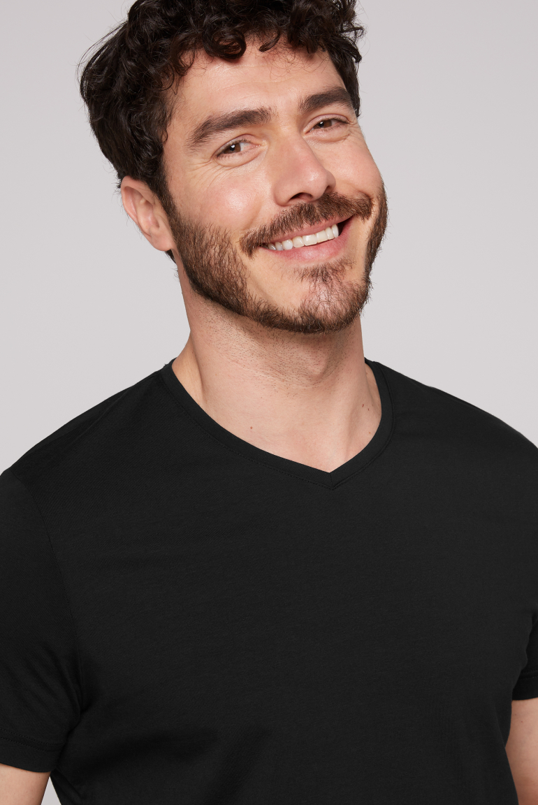 Basic T-Shirt mit V-Neck, Doppelpack