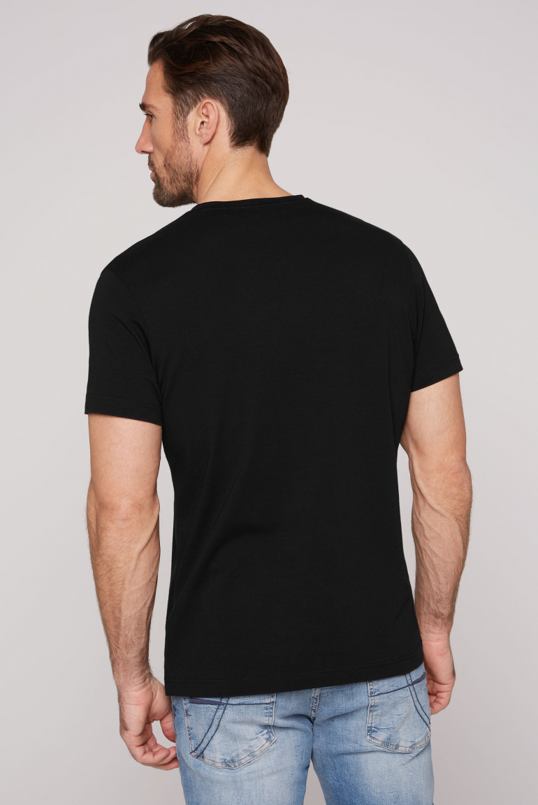 Basic T-Shirt V-Neck mit Logo Print