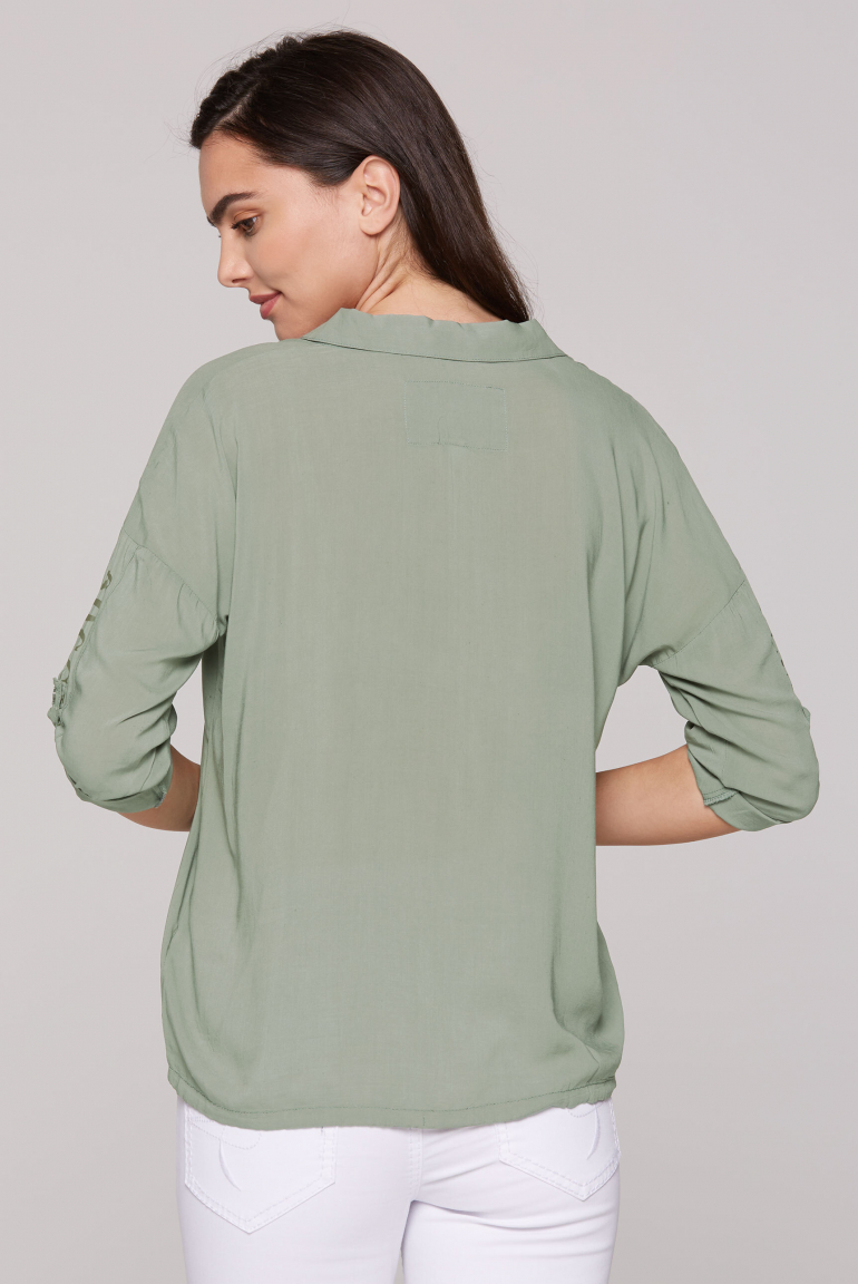 Bluse mit 3/4-Ärmeln und Logo-Tape