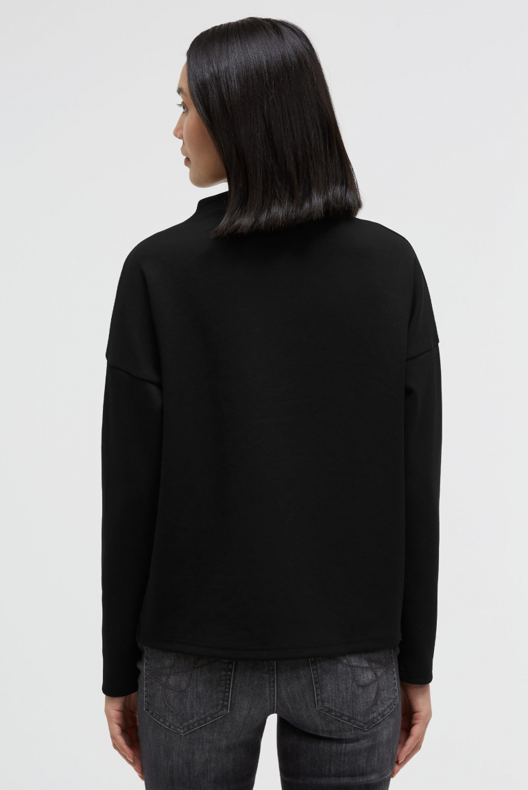 Boxy-Sweatshirt mit Print und Schmucksteinen