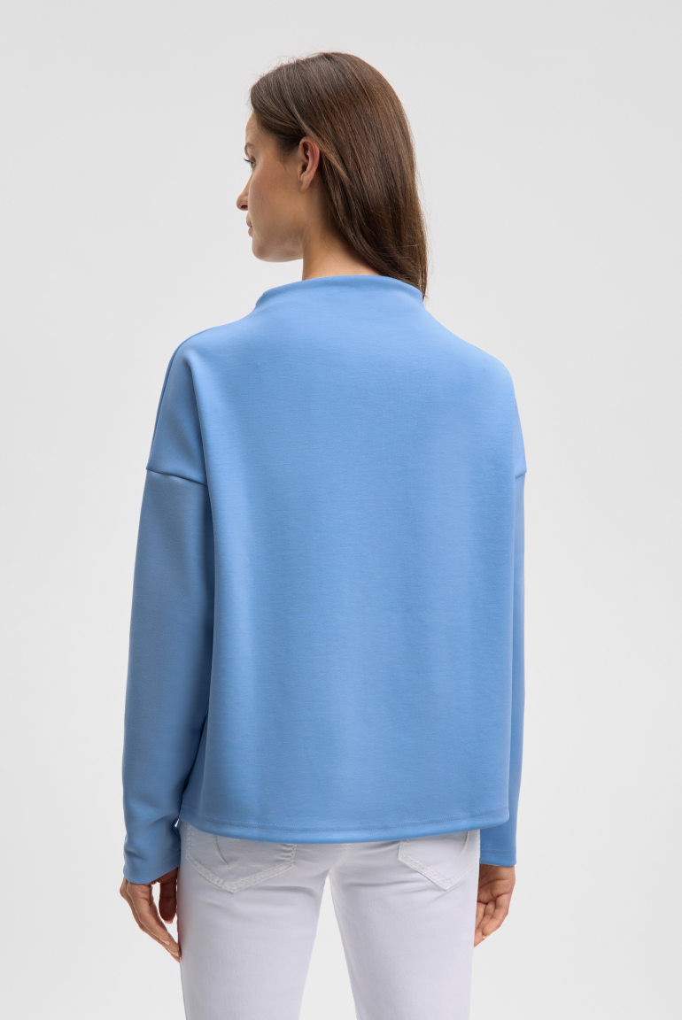 Boxy-Sweatshirt mit Print und Schmucksteinen