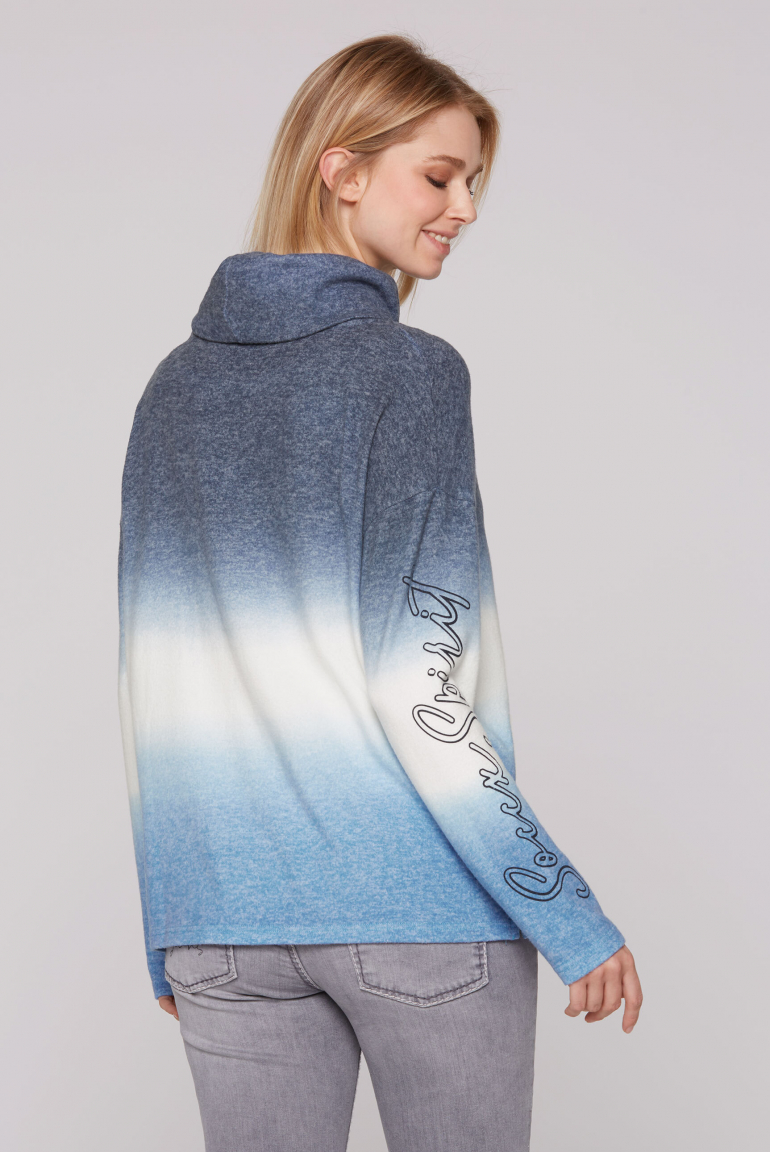 Dip Dye Flauschstrickpullover mit hohem Kragen