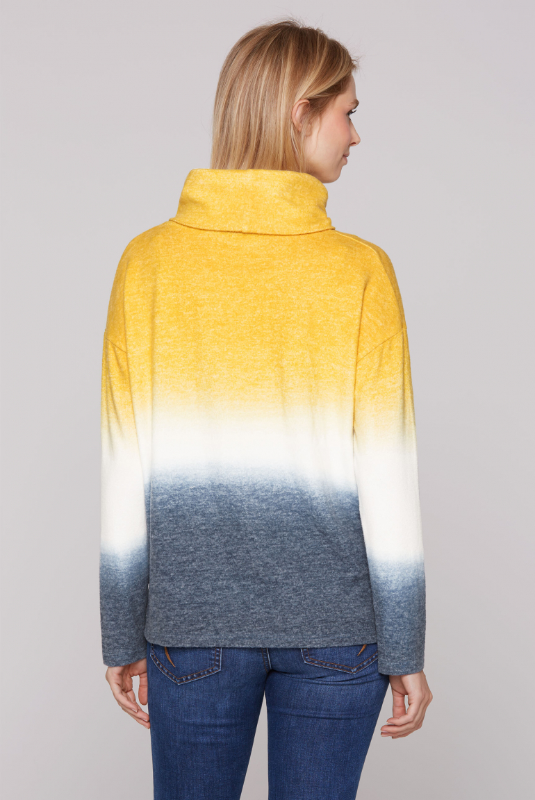 Dip Dye Flauschstrickpullover mit hohem Kragen