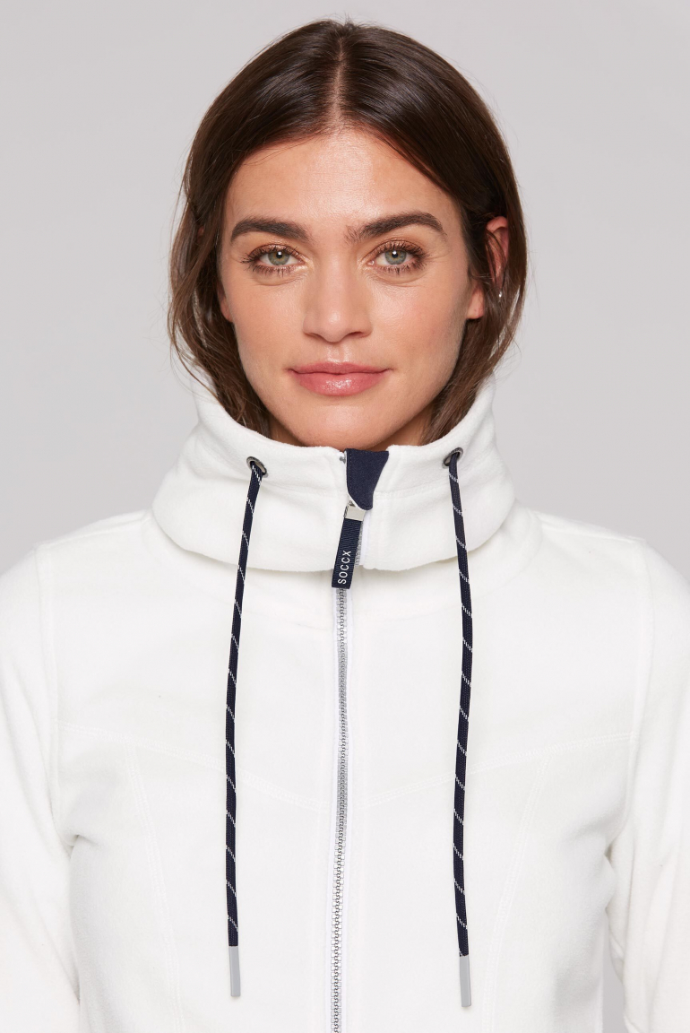 Fleecejacke mit hohem Kragen und Rücken-Print