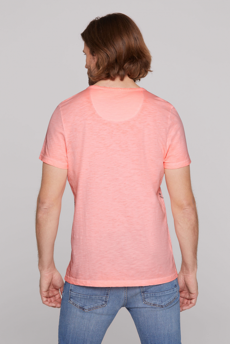 Henley-Shirt mit Wording Print im Used Look