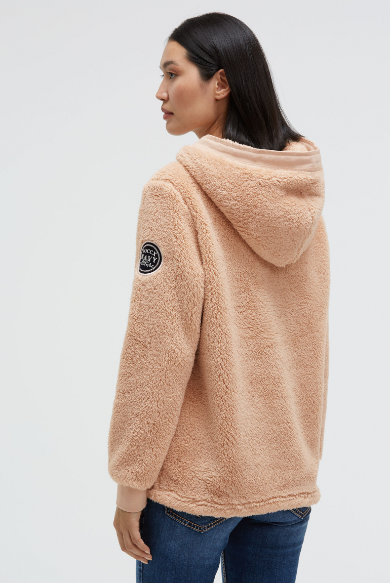 Hoodie aus Sherpa-Fleece mit Label Patch