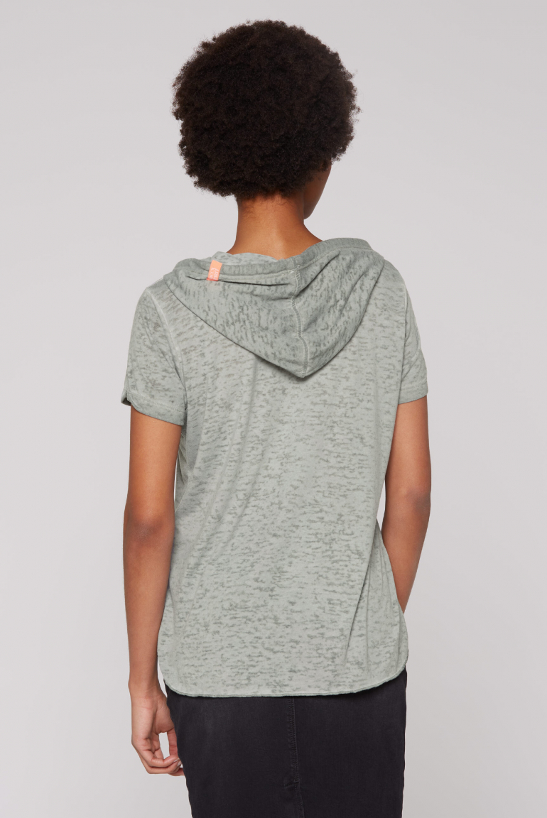 Hoodie-Shirt mit Ausbrenner-Effekten und Print