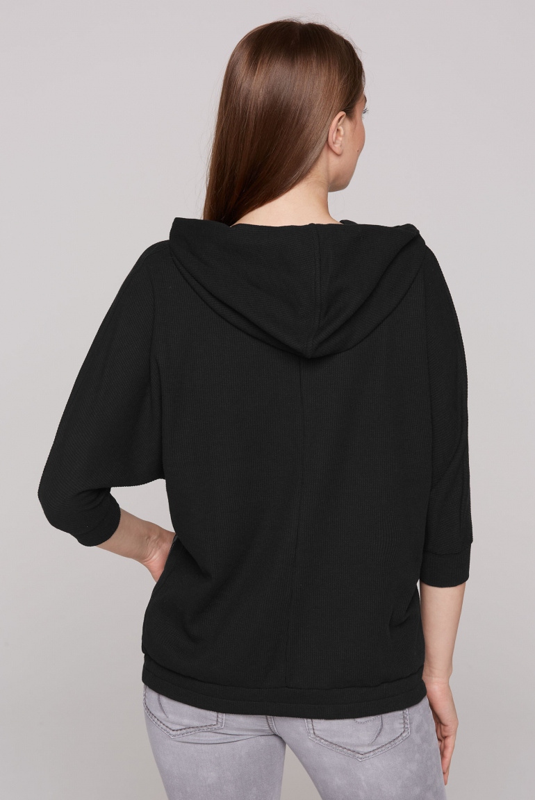 Kapuzensweatshirt mit kurzen Ärmeln und Rubber Logo