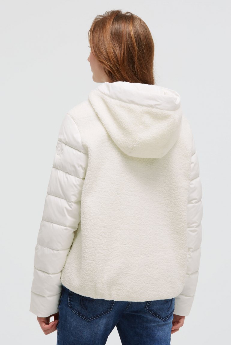 Kurzjacke im Materialmix mit Kapuze