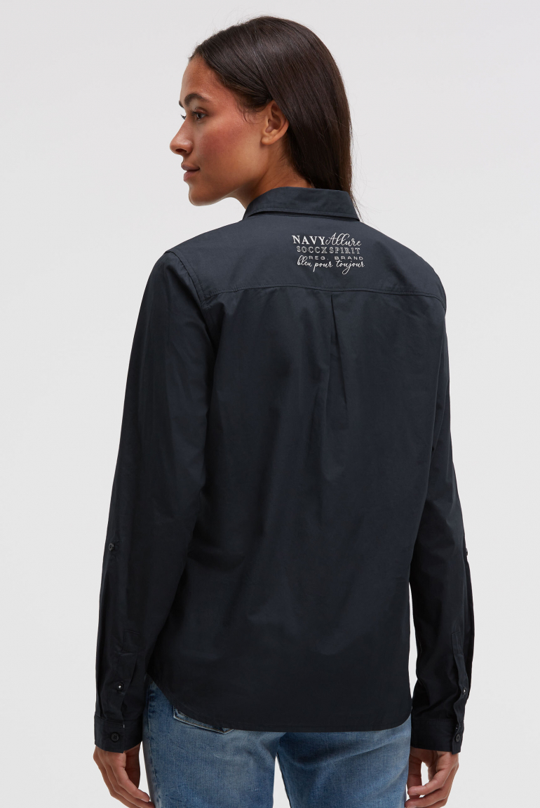 Langarmbluse mit Logo-Flock-Print