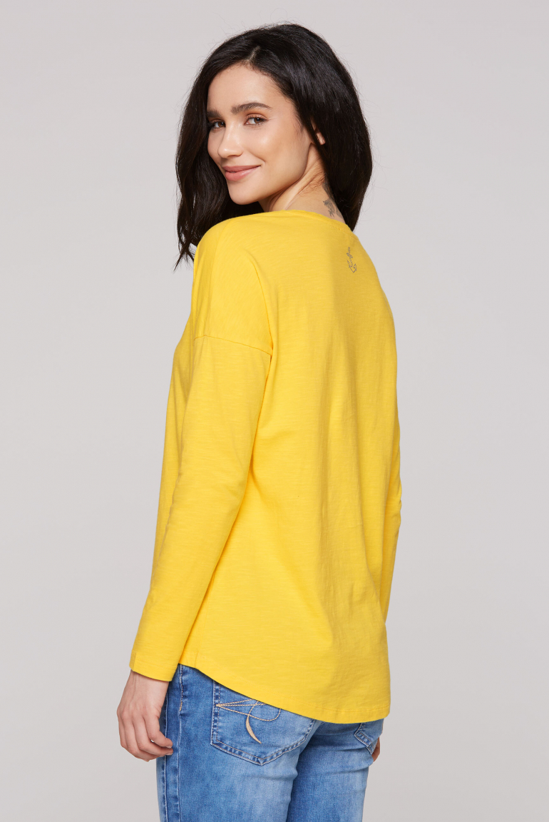 Langarmshirt mit V-Ausschnitt und Prints